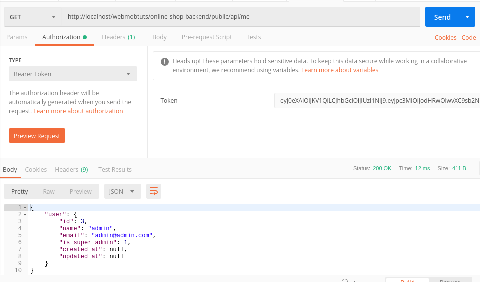 jwt auth in postman