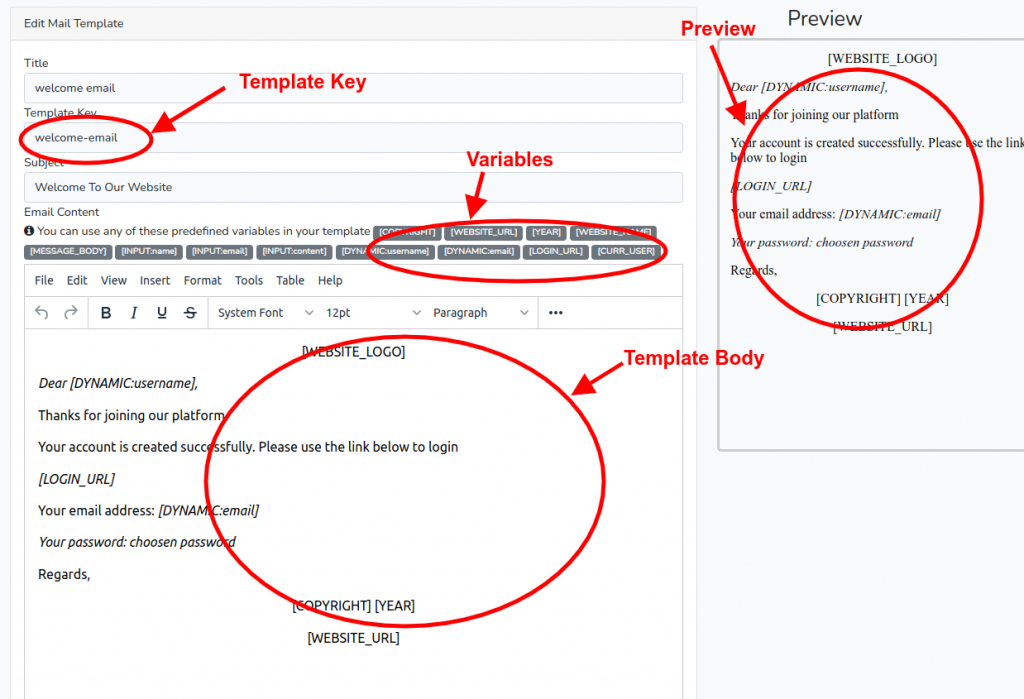 Creating Dynamically DB Stored Emails in Laravel 8 and Livewire - create template