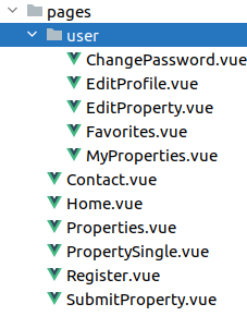 Building a Simple Real estate App With Laravel 9 and Vuejs 3 - pages structure